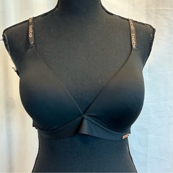 BEBE black logo strap bra Sz 36D - Picture 2 of 7